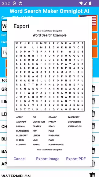 Word Search Maker Omniglot Screenshot 2