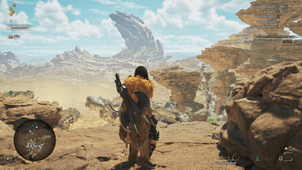 Персонаж в пустыне в Monster Hunter Wilds в рамках статьи о сезонах.
