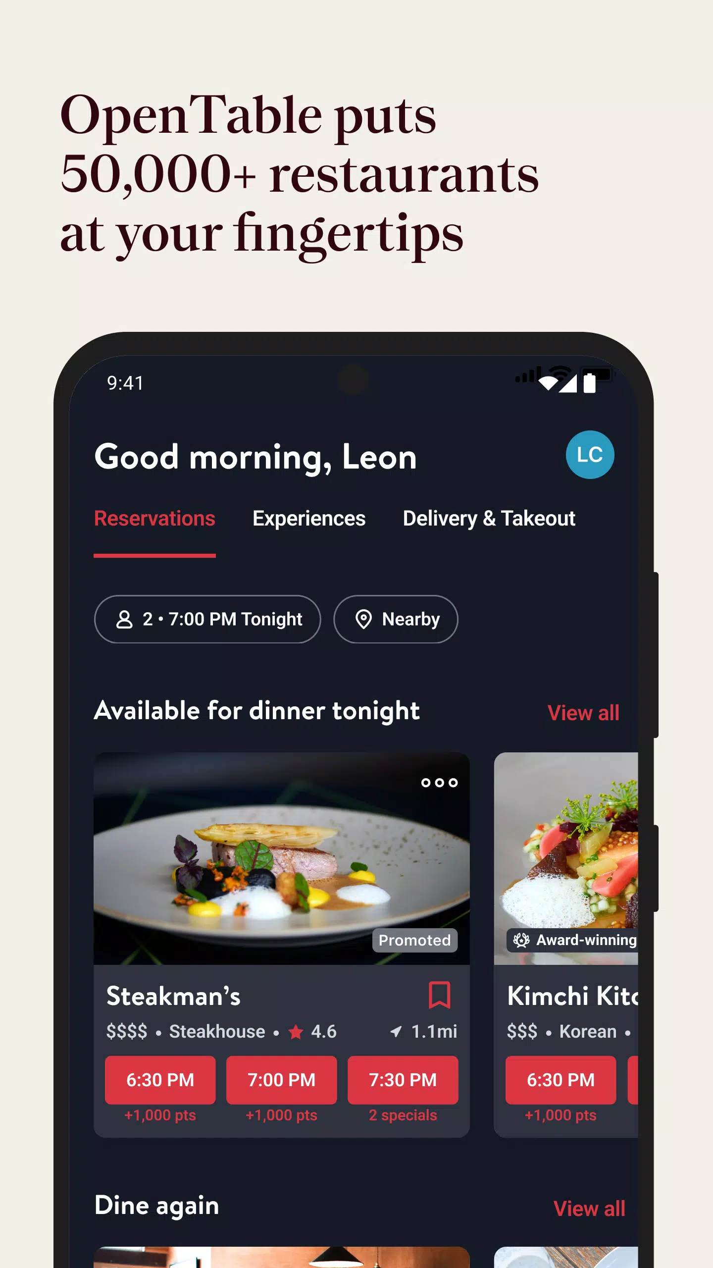 OpenTable 스크린샷 1