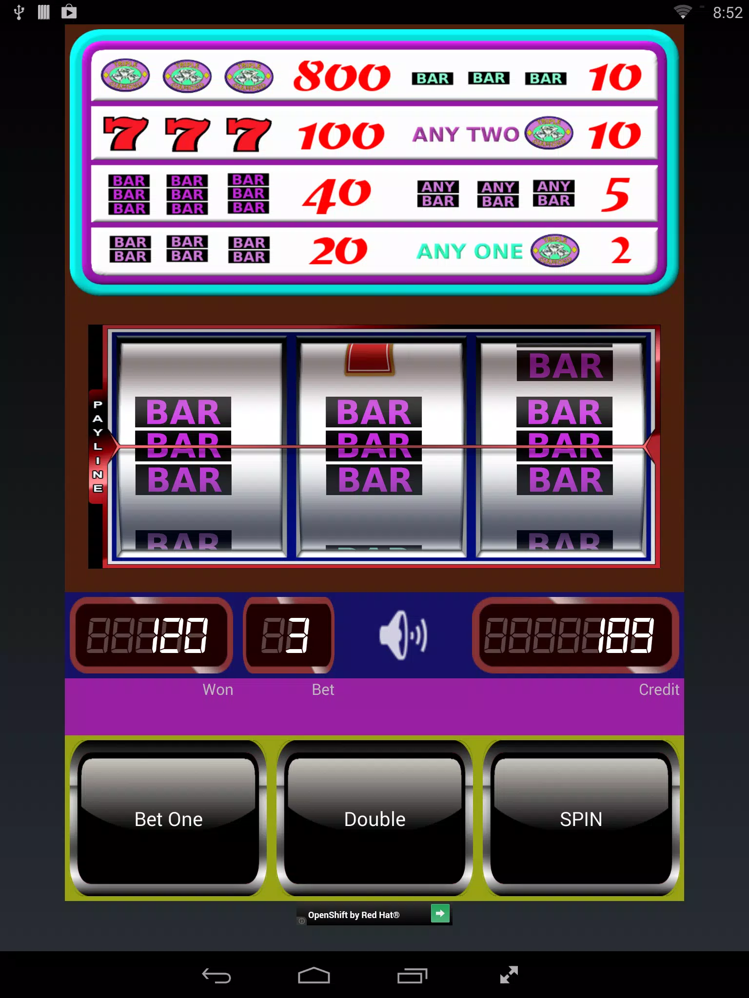 Triple Diamond Slot Machine Screenshot 2