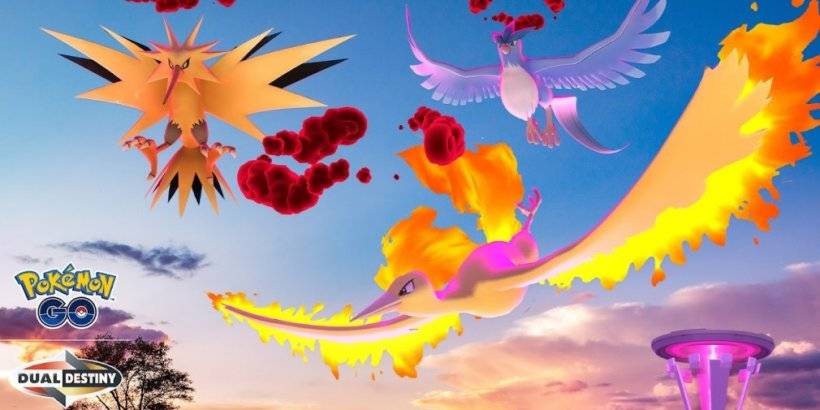 Pokémon Go引入传奇飞行活动中的超极巨形态闪电鸟、急冻鸟和火焰鸟