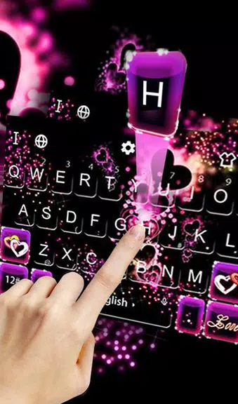 Sparkling Purple Heart Keyboard Theme 스크린샷 1