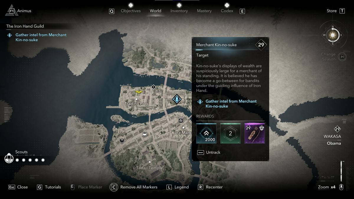 Todos los miembros del gremio de Iron Hand en Assassin's Creed Shadows Kin-No-Suke