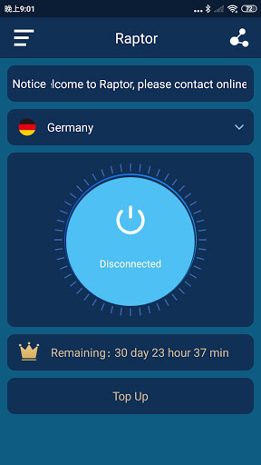 RaptorVPN Captura de tela 1