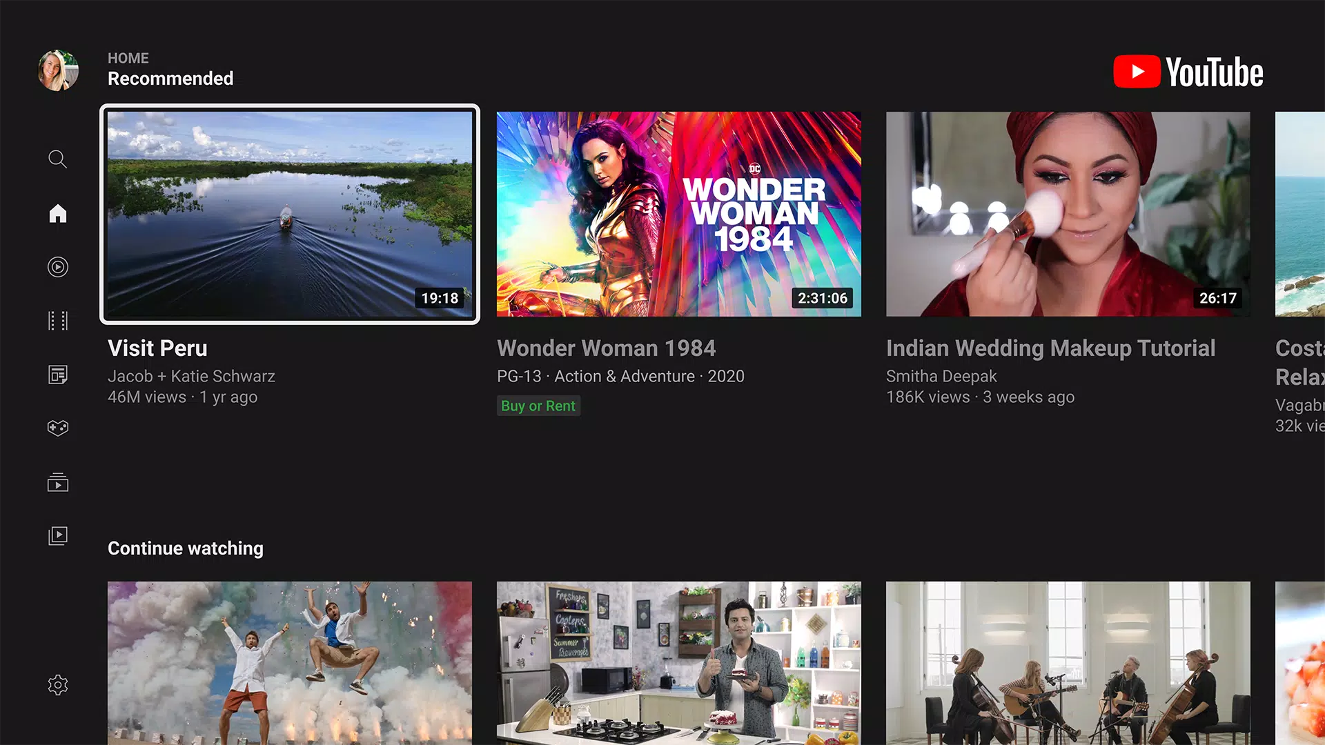 YouTube for Android TV スクリーンショット 1