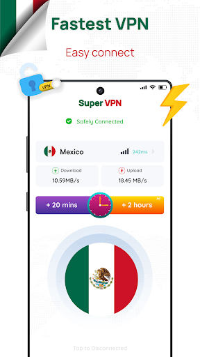 Mexico VPN - Get Mexican IP スクリーンショット 1