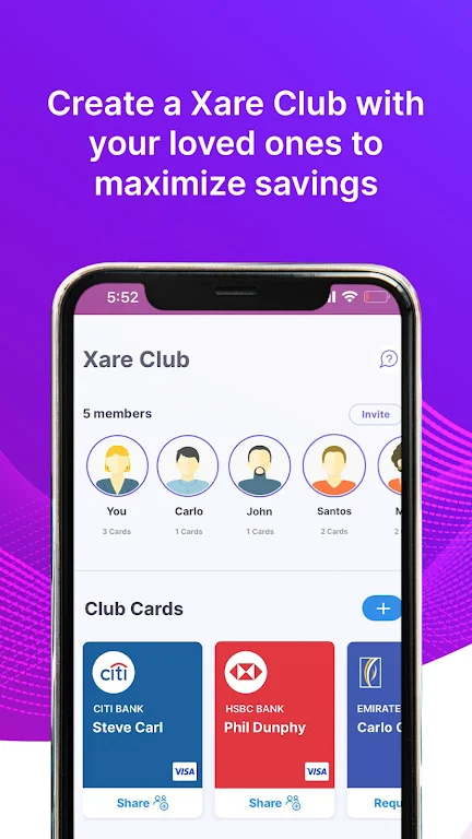 Xare - Share Debit,Credit card Capture d’écran 2