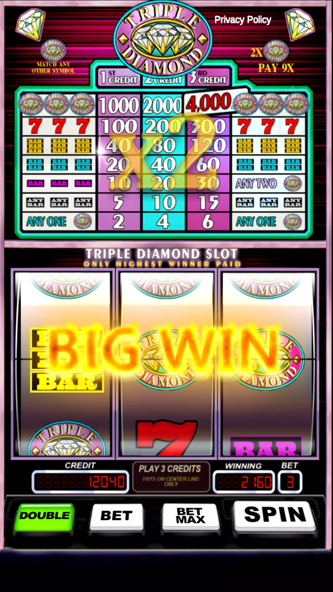 Triple Pay Diamond Slot Screenshot 1