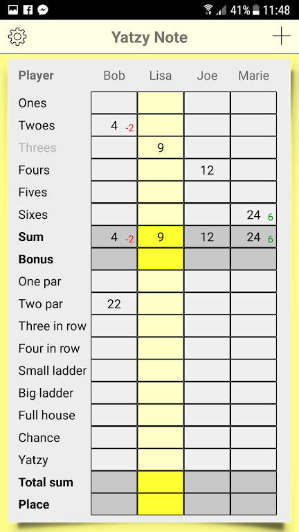 Yatzy Note Screenshot 1