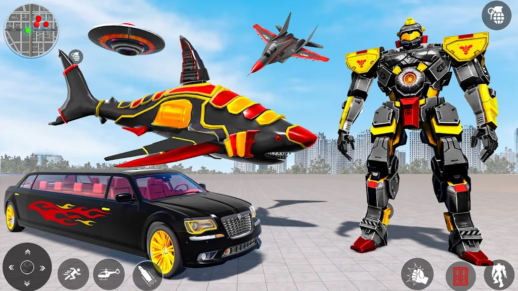 Shark Robot Transform Car Game Captura de pantalla 2