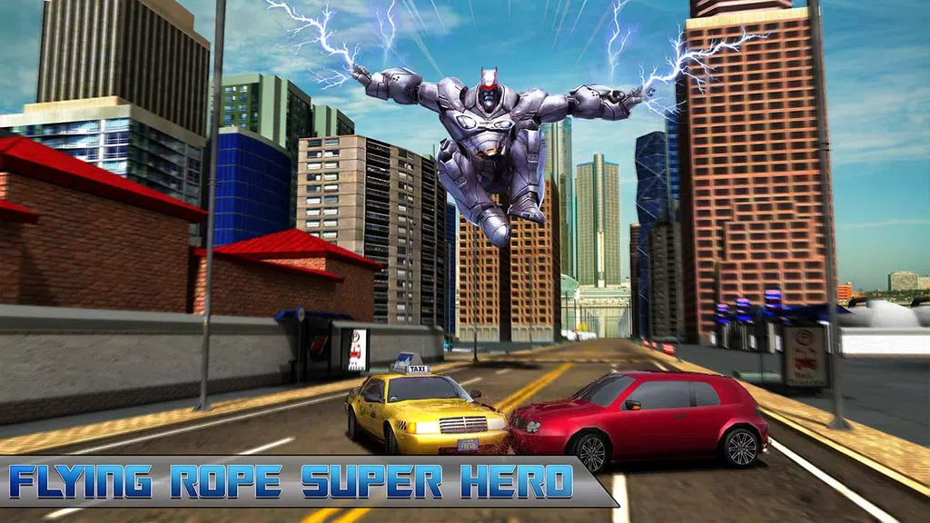 Flying Rope Hero Robot Fight Simulator Captura de pantalla 1