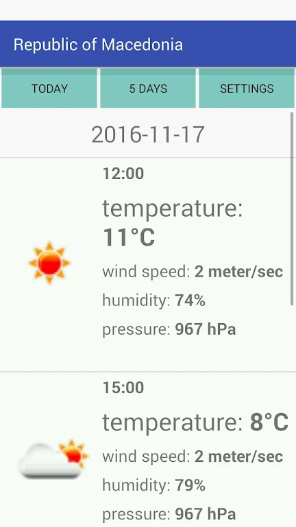 Republic of Macedonia Weather Скриншот 1