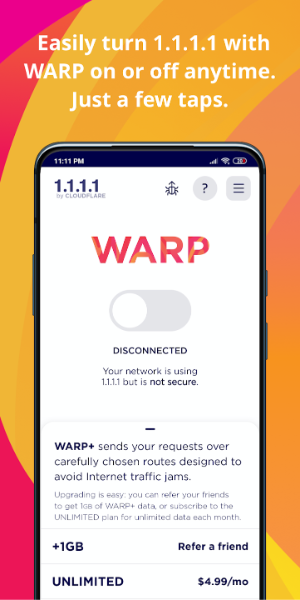 1.1.1.1 + WARP: Safer Internet应用截图第1张