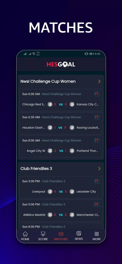 HesGoal - Live Football TV HD应用截图第2张