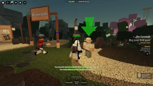A player interacts with Benny Beaks