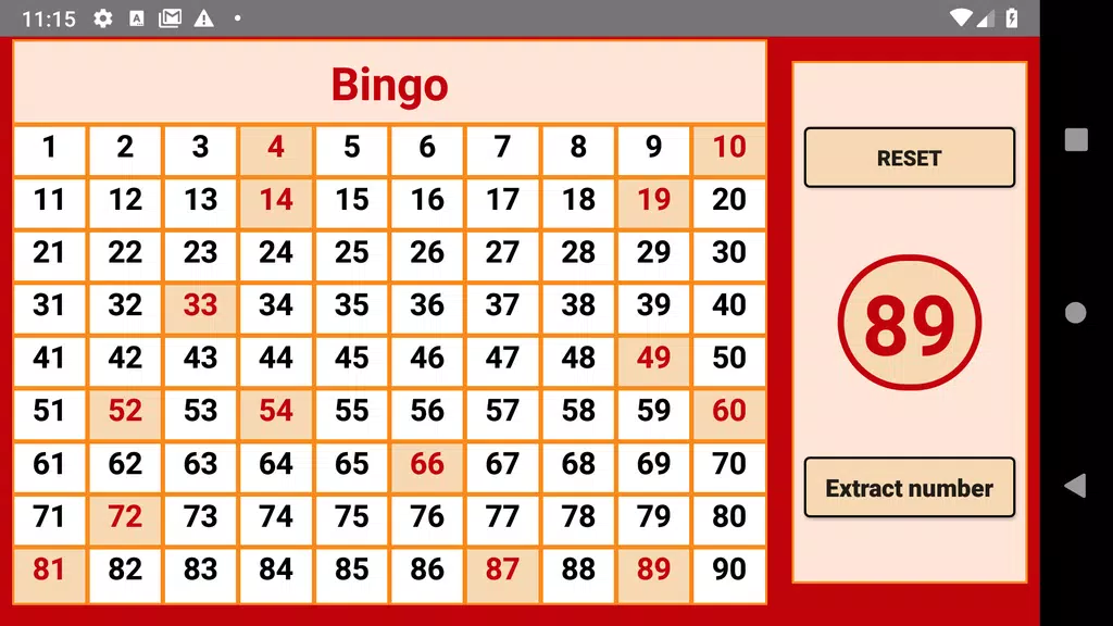 Bingo - numbers extractor - 90 numbers应用截图第2张