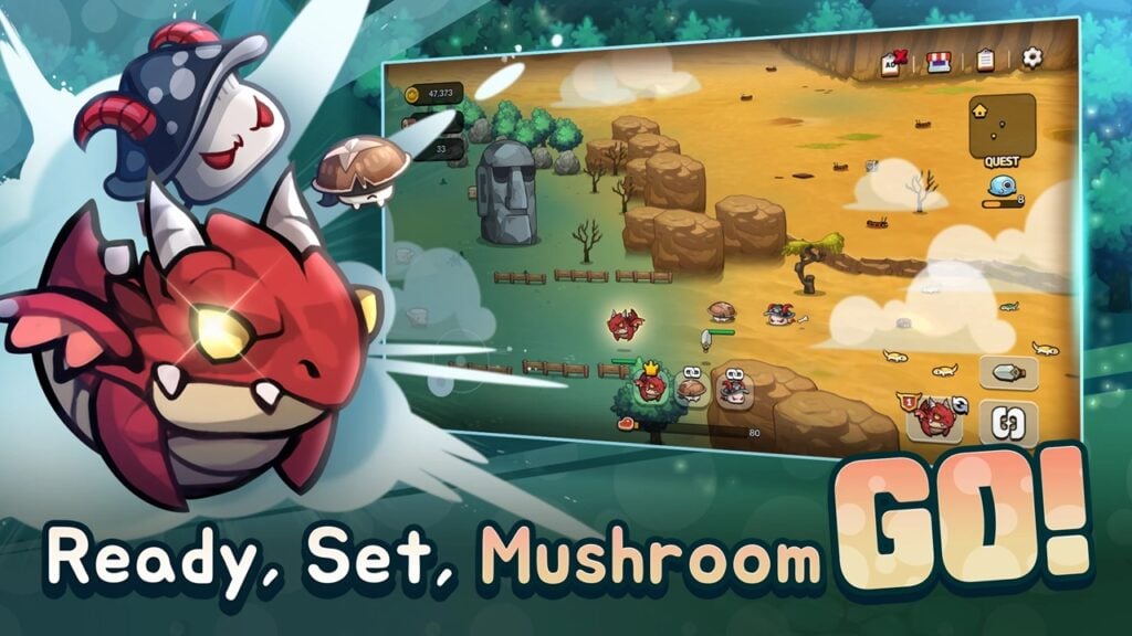 Team up with the Mushroom Tribe and conquer the dungeons of "Mushroom Go!"