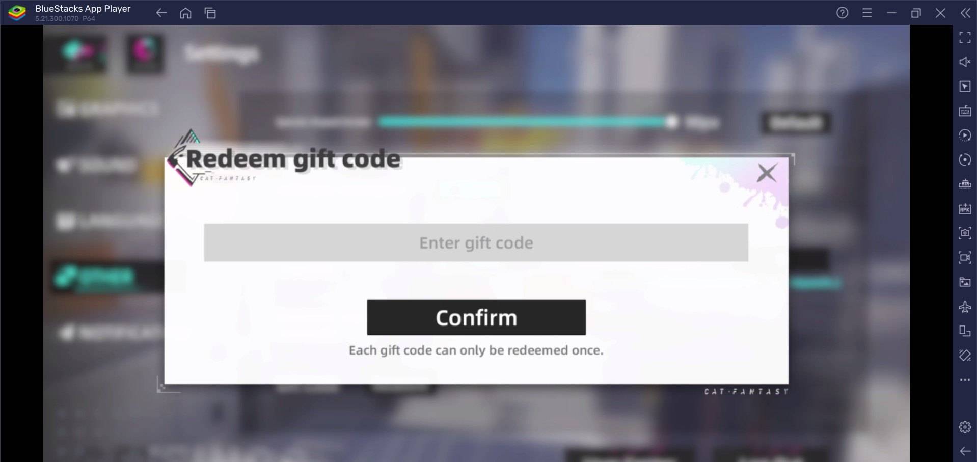 Cat Fantasy: Isekai Adventure - Redeem Code Interface