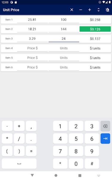 Unit Price Comparison Capture d'écran 3