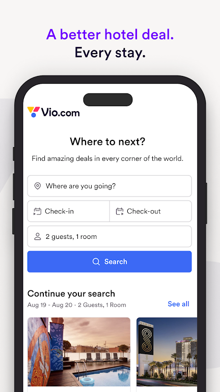 Vio.com: Hotels & travel deals Screenshot 1