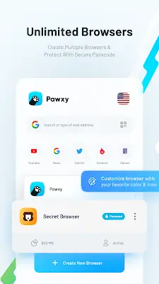 Pawxy - Fast VPN & Web Browser 스크린샷 1