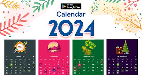 Calendar 2024 :Diary, Holidays Captura de tela 1