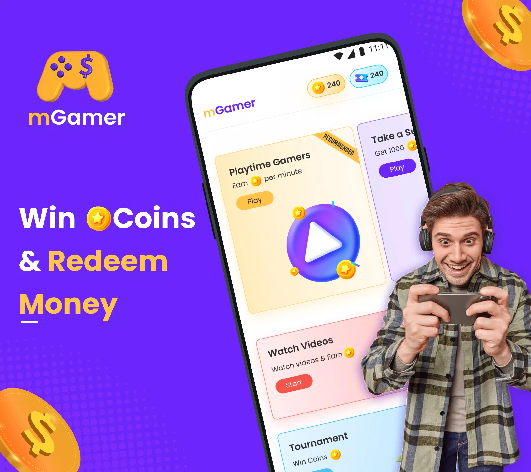 mGamer – Earn Money, Gift Card スクリーンショット 1