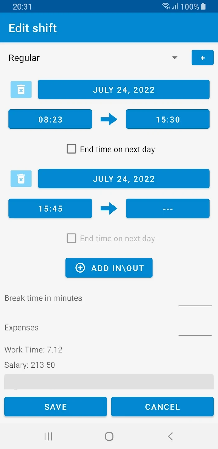 Shift Logger - Time Tracker Screenshot 3