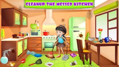 Kitchen Cleaning House Games Скриншот 2