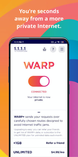 1.1.1.1 + WARP: Safer Internet स्क्रीनशॉट 2